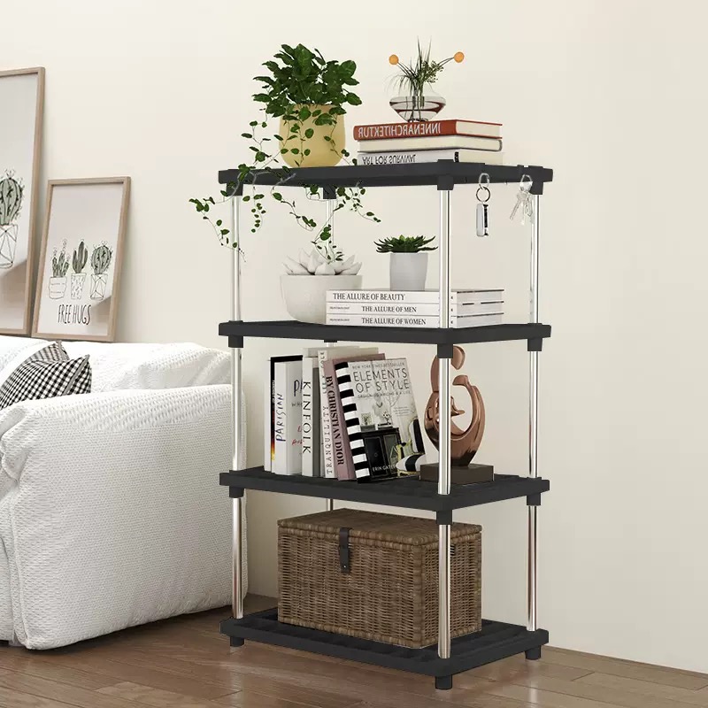 Sports Equipment Cabinet - 4層多機能収納ラック、バスルーム、リビングルーム整理ラック、キッチン、寝室用棚、プラスチック製フロアスタンド型収納棚