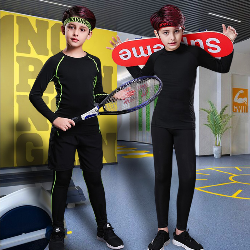 Sports Equipment For Boys - キッズフィットネスジャージユースウォームパンツトップス下着タイトなスポーツ服男の子用圧縮ランニングバスケットボールスポーツウェア