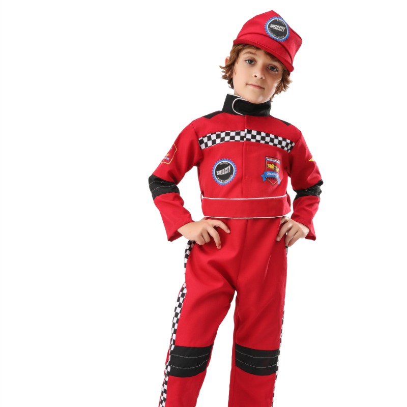 少年レッドレーサーコスプレ衣装ハロウィンロールプレイレーシン - Sports Equipment For Boys のレビューと価格