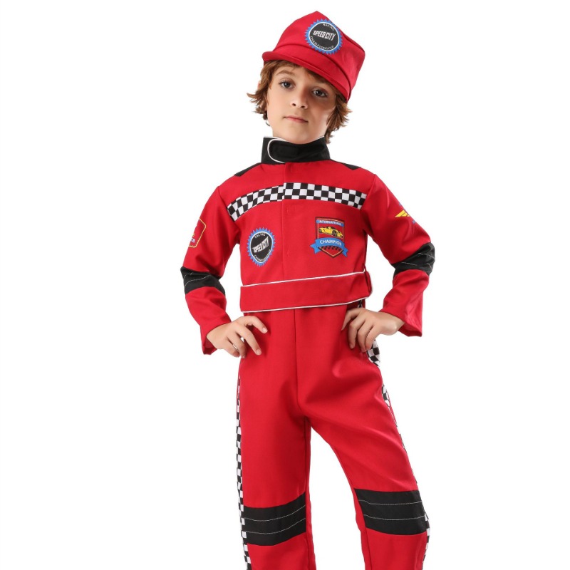 少年レッドレーサーコスプレ衣装ハロウィンロールプレイレーシン - Sports Equipment For Boys のレビューと価格