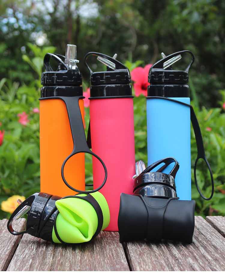 600mlトラベルキャンプ用シリコン製折りたたみ式スポーツ水 - Sports Equipment In School のレビューと価格